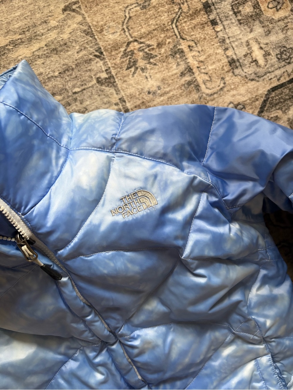 The north face 550 women’s puffer goose down coat jacket size L clouds sky blue - Picture 4 of 16